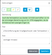 Erweiterte Notizfunktion: